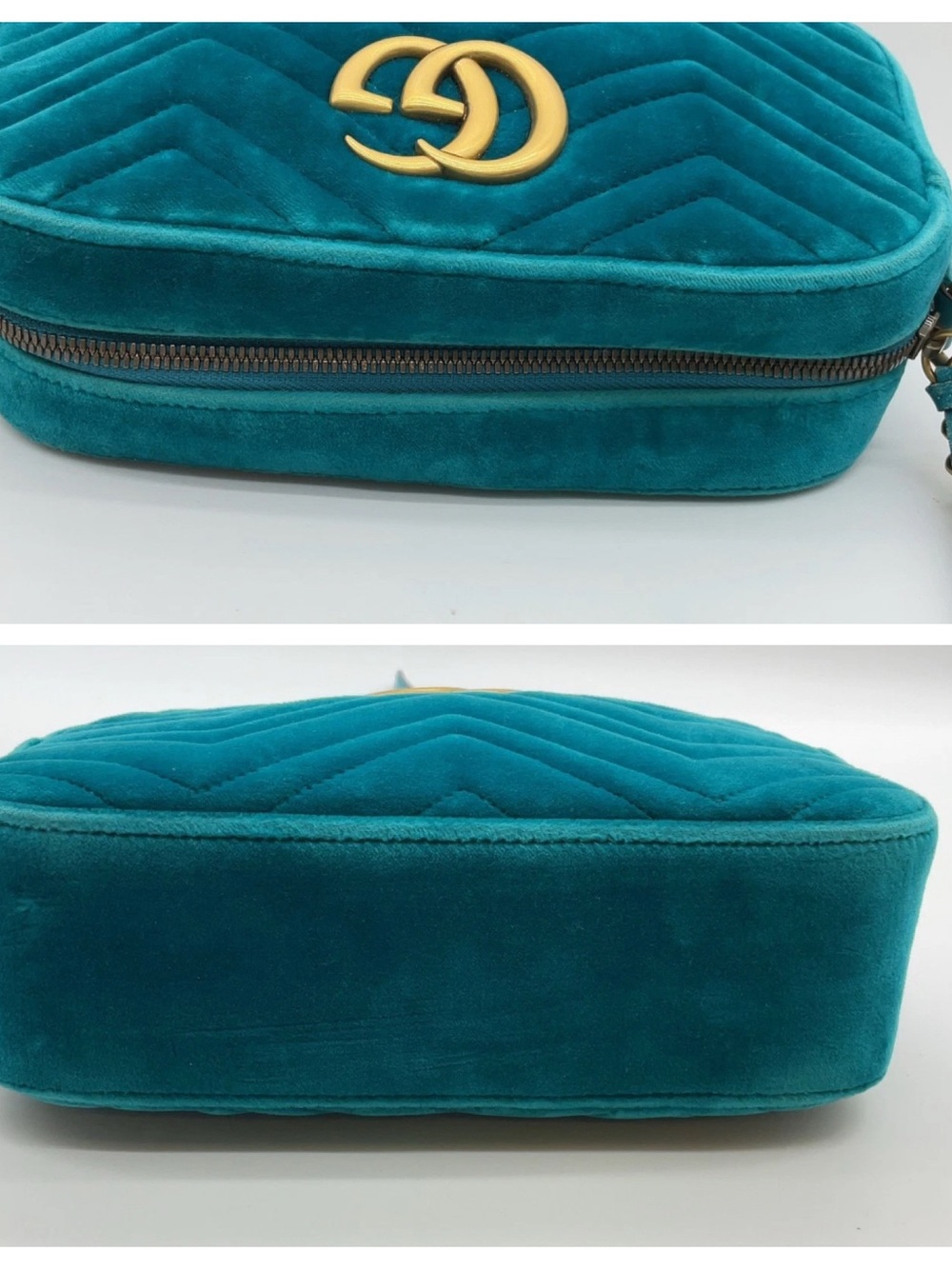 Gucci Teal Quilted Velvet GG Marmont Crossbody Bag - Picture 16 of 16